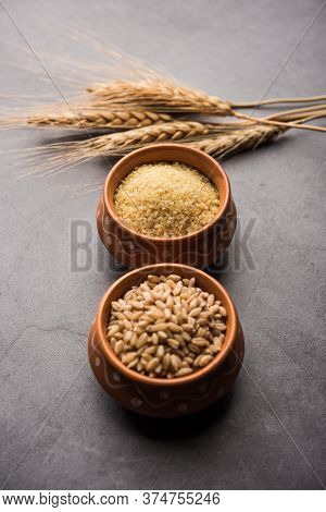 Raw Broken Wheat Or Daliya Or Dalia, Selective Focus