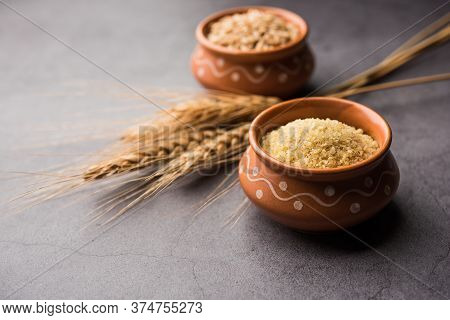 Raw Broken Wheat Or Daliya Or Dalia, Selective Focus