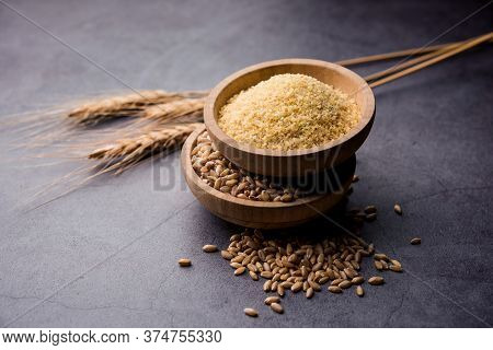 Raw Broken Wheat Or Daliya Or Dalia, Selective Focus