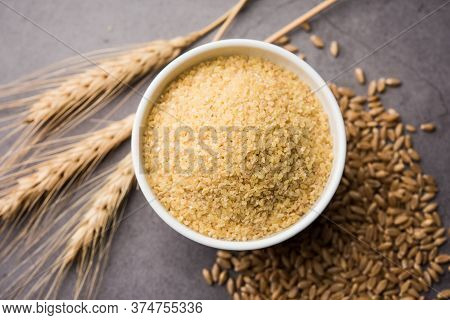 Raw Broken Wheat Or Daliya Or Dalia, Selective Focus