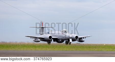 Avalon, Australia - February 28, 2015: Gloster Meteor F.8 Aircraft Vh-mbx In Korean War Era Royal Au