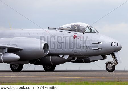 Avalon, Australia - February 28, 2015: Gloster Meteor F.8 Aircraft Vh-mbx In Korean War Era Royal Au