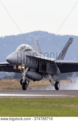 Avalon, Australia - February 27, 2015: Royal Australian Air Force (raaf) Boeing F/a-18f Super Hornet
