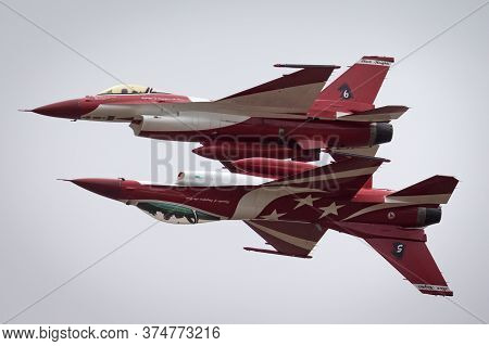Avalon, Australia - February 24, 2015: Two Republic Of Singapore Air Force (rsaf) Lockheed Martin F-