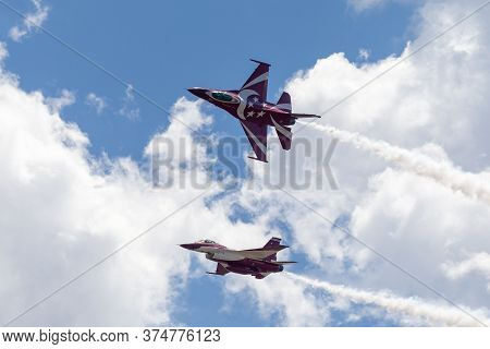 Avalon, Australia - February 21, 2015: Two Republic Of Singapore Air Force (rsaf) Lockheed Martin F-
