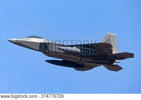 Avalon, Australia - March 2, 2015: United States Air Force (usaf) Lockheed Martin F-22a Raptor Fight