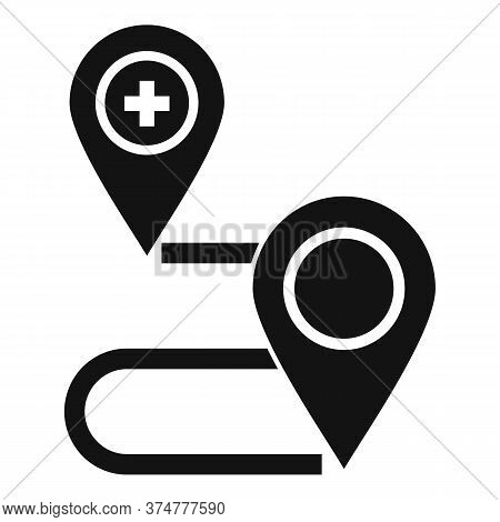 Private Clinic Route Map Icon. Simple Illustration Of Private Clinic Route Map Vector Icon For Web D
