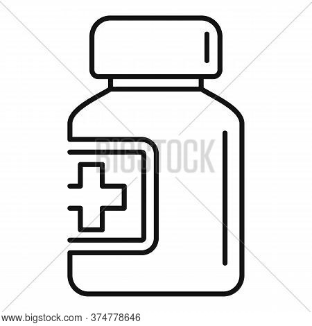 Glass Pill Jar Icon. Outline Glass Pill Jar Vector Icon For Web Design Isolated On White Background