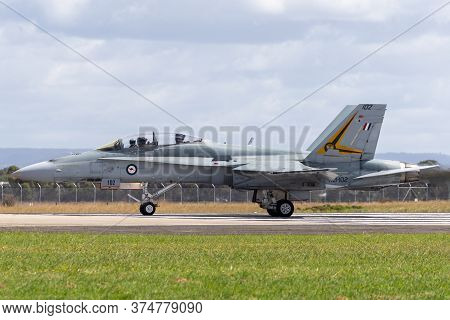 Avalon, Australia - March 1, 2015: Royal Australian Air Force (raaf) Mcdonnell Douglas F/a-18b Horne