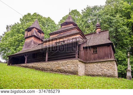 View At The Wooden Church Of Saint Kozma And Damian In Lukov - Slovakia