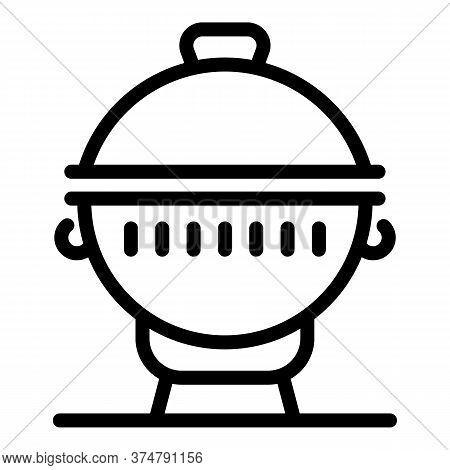 Round Brazier Icon. Outline Round Brazier Vector Icon For Web Design Isolated On White Background