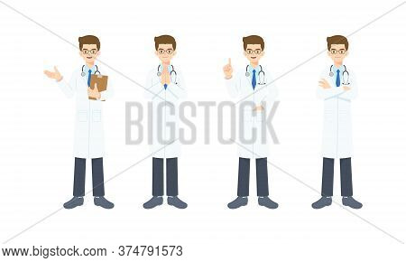 Collection Of Young Doctor In The Work Unifrom In Many Pose