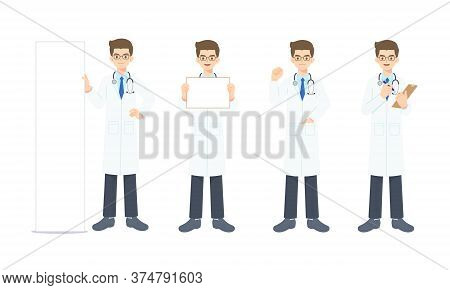 Collection Of Young Doctor In The Work Unifrom In Many Pose