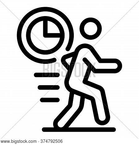 Running On Time Icon. Outline Running On Time Vector Icon For Web Design Isolated On White Backgroun