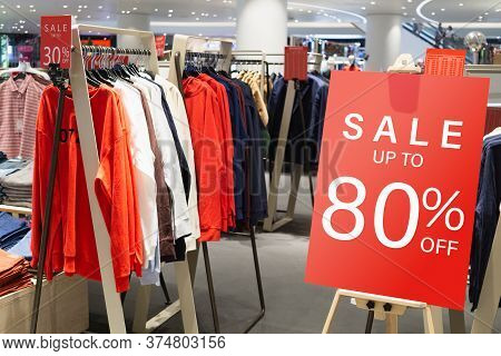Sale Label Billbord Stand Template In Clothing Store For Sale Promotion And Discount Information For