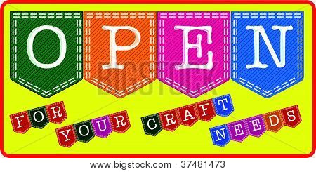 Craft Shop Open Sign