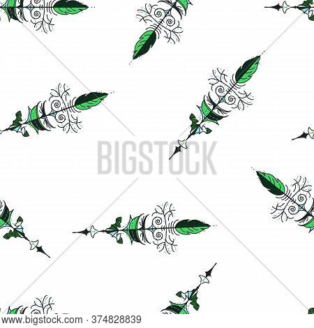 Seamless Hand Drawn Background Pattern With Arrows. Vector