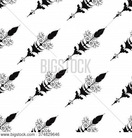 Seamless Hand Drawn Background Pattern With Arrows. Vector