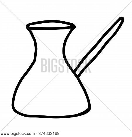 Cezve.turkish Coffee Pot Doodle Illustration. Hand Drawn Turkish Coffee Pot Illustration In Vector O