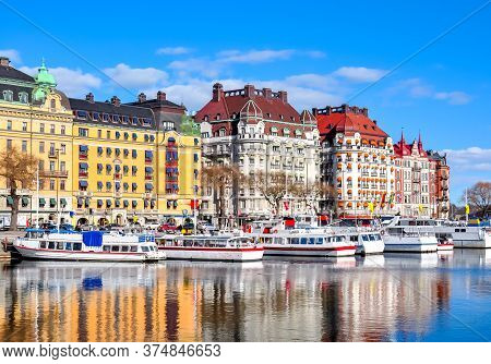 Buildings On Strandvagen Embankment In Stockholm, Sweden