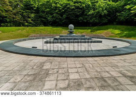 Circular Stepped Monument In Public Mountain Park
