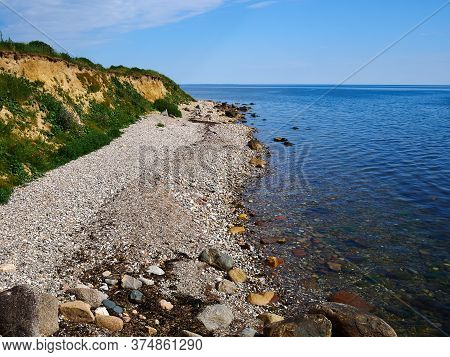 Typical Beautiful Natural Danish Coastline Beach Landscape In The Summer Fyn Funen Denmark