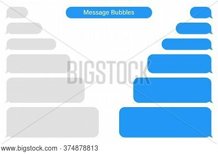 Blank Vector Message Bubbles. Chat Or Messenger Speech Bubble. Sms Text Frame. Short Message Sending