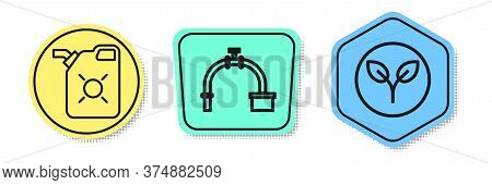 Set Line Canister For Motor Oil, Industry Pipe And Valve And Bio Fuel. Colored Shapes. Vector