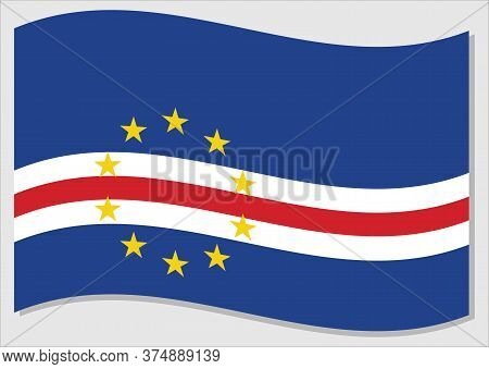 Waving Flag Of Cape Verde Vector Graphic. Waving Cape Verdean Flag Illustration. Cape Verde Country 