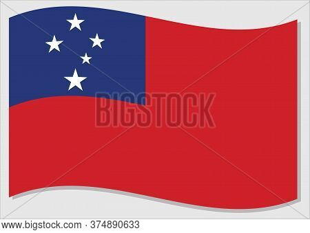 Waving Flag Of Samoa Vector Graphic. Waving Samoan Flag Illustration. Samoa Country Flag Wavin In Th