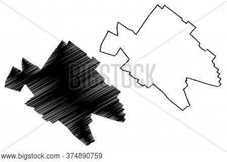Yazd City (islamic Republic Of Iran, Persia, Yazd Province) Map Vector Illustration, Scribble Sketch