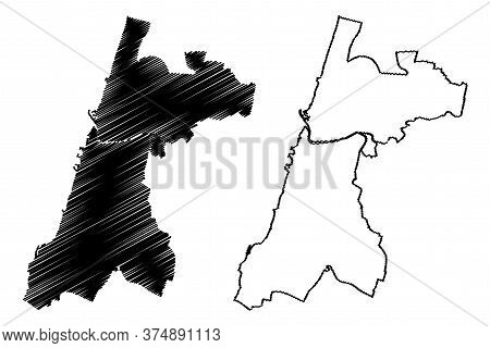 Tel Aviv City (state Of Israel) Map Vector Illustration, Scribble Sketch City Of Tel Aviv-yafo Map