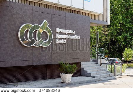 Varna, Bulgaria, July 01, 2020. Ccb Logotype And Central Cooperative Bank Inscription On The Facade 