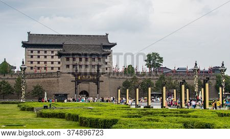 Xian, Shaanxi Province / China - August 4, 2015: Xian City Walls Largest And Best Preserved Old City