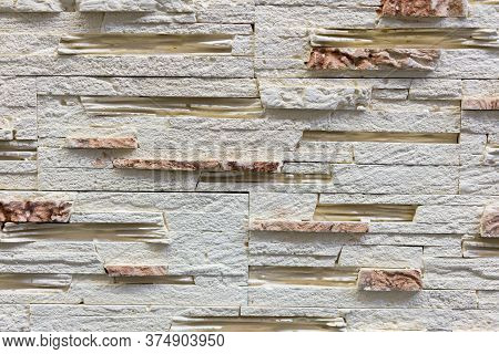 Stacked Stone Wall, Natural Stone Cladding. Stone Wall For Background, Slab Stone Wall Texture. Wall