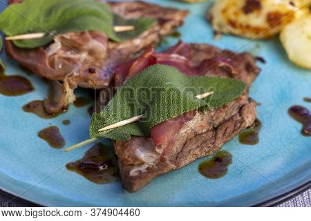 Saltimbocca Alla Romana Veal Meat On A Plate