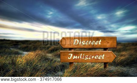 Street Sign The Direction Way To Discreet Versus Indiscreet