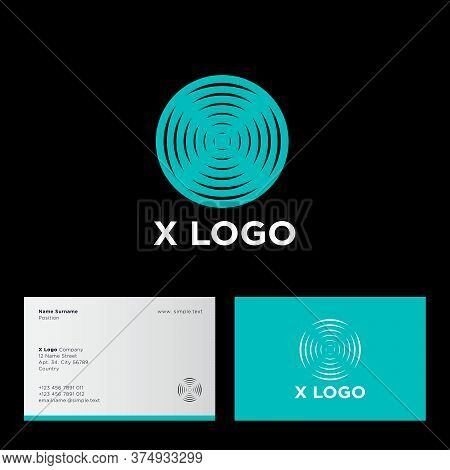 X Logo In A Circle, Like Circles On Water Or A Propeller. Magnetic Or Sound Waves. Identity. Busines