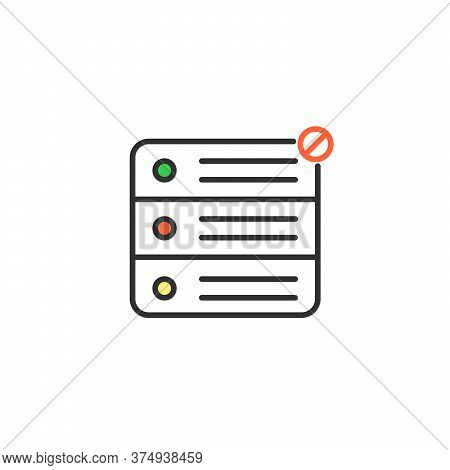 Denied Access To Server Or Data Icon. Data Center, Hosting Concept. Linear Blocked Database, Default