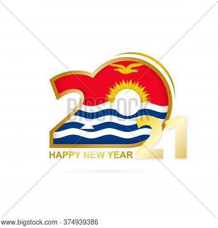 Year 2021 With Kiribati Flag Pattern. Happy New Year Design. Vector Illustration.