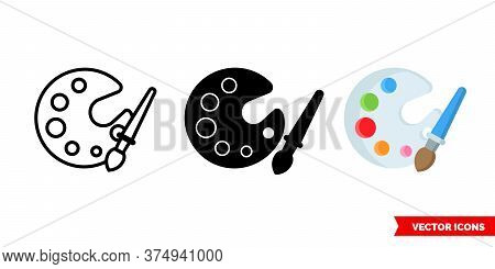 Paint Palette Icon Of 3 Types. Isolated Vector Sign Symbol.