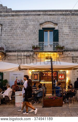 Matera; Italy - September 14; 2019: Evening View Of The City Of Matera; Italy; With The Colorful Lig