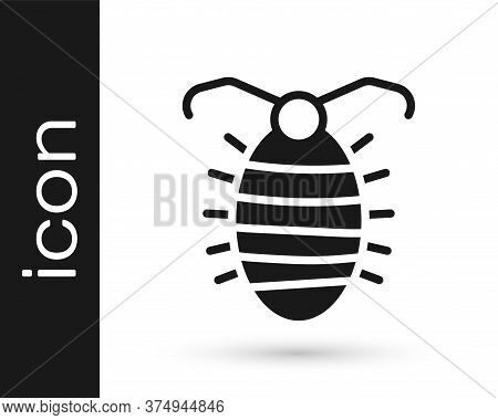 Black Larva Insect Icon Isolated On White Background. Vector