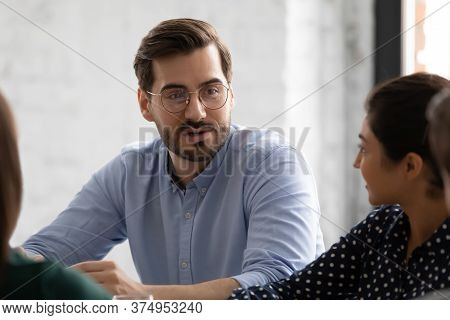 Negotiations Process Business Parties Gather In Office Discuss Future Cooperation