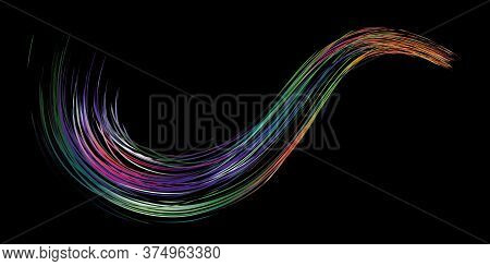 Colorful Flow Brushstroke. Wabe Sea Isolated Line.. Realistic Volume Brush Stroke. Liquid Paint Ink 