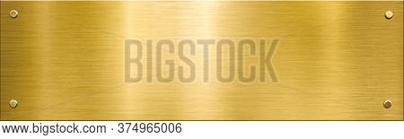 gold metal plaque or nameboard with rivets background