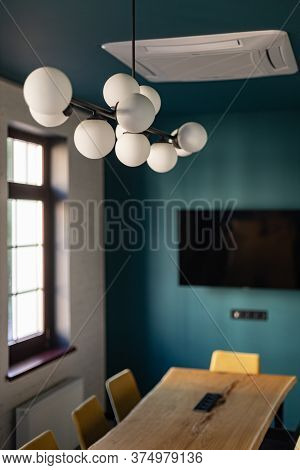 Aestetic Indoor Business Interior Office Meeting Room With Window Table And Chairs