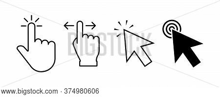 Pointer Click Icon. Vector Isolated Elements. Clicking Cursor. Wait Loading Icon. Hand Finger Click.