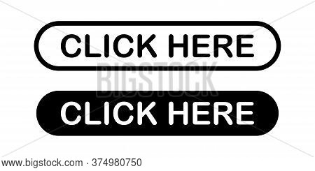 Click Here Web Button. Vector Isolated Elements. Click Here Sign. Push Button. Stock Vector.