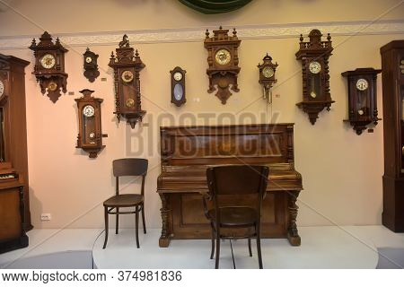 Russia, Angarsk. 02/01/2018 Museum Of The Ancient Clock.